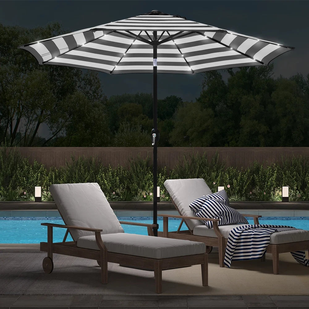 9ft Solar LED Lighted Patio Umbrella with Crank and Tilt M199848