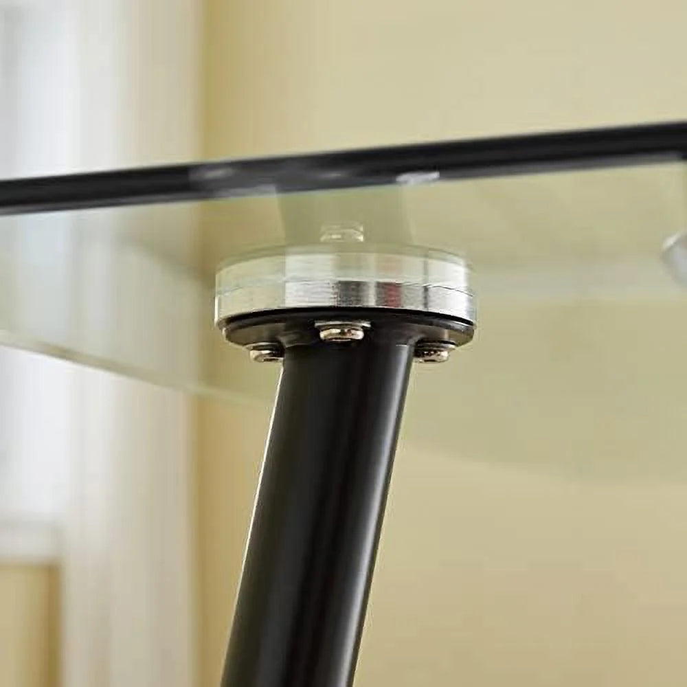 Glass Dining Table with Black Metal Legs C803908