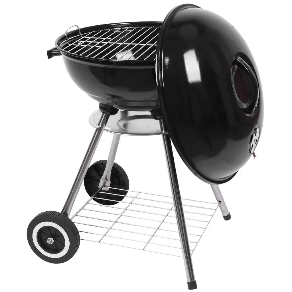 Portable Steel Charcoal Grill with 2 Wheels, 18-Inch, Black L492