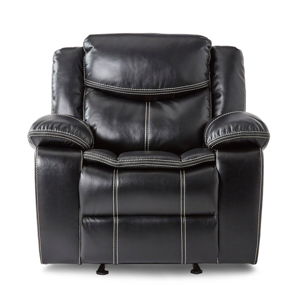 Black Faux Leather Upholstered Reclining Chair J960209
