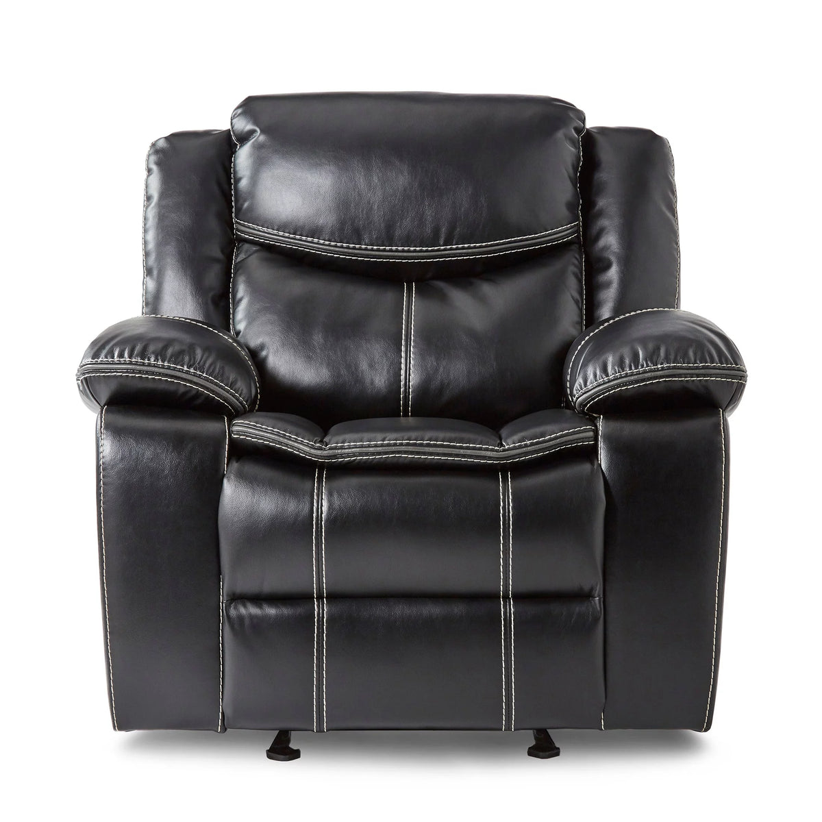 Black Faux Leather Upholstered Reclining Chair J960209
