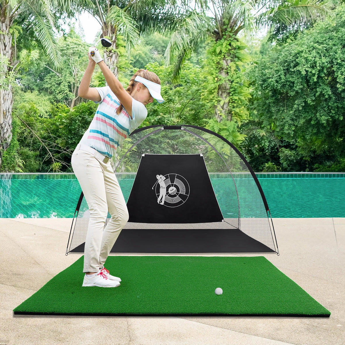 5' x 3' Golf Practice Mat with 3 Tees P436365