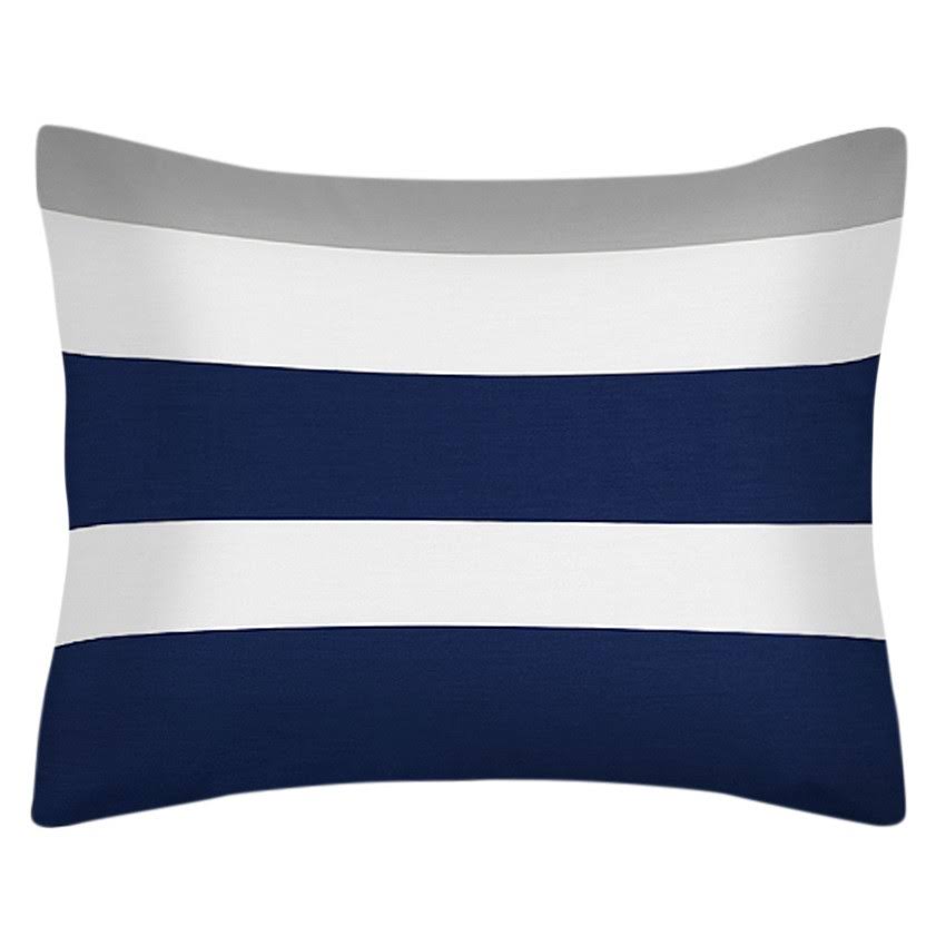 Navy Gray Stripe Bedding Set Twin 4pc U727