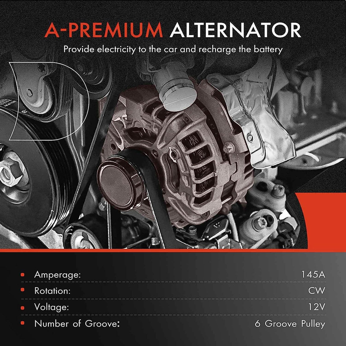 Alternator Compatible with Chevy Silverado 1500, Avalanche 1500, GMC Sierra 1500, Cadillac Escalade U545