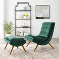 Green Velvet Lounge Chair and Ottoman Set S530652