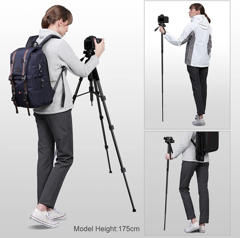 70cm Portable Aluminum Tripod with 3-Way Pan Tilt Head G735