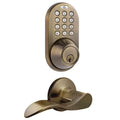 Keyless Entry Deadbolt and Lever Handle Door Lock Combo Pack Antique Brass C67557