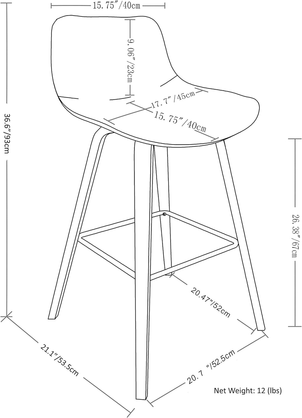 Distressed Chocolate Brown Vegan Faux Leather Bentwood Counter Height Stool Set Of 2 S8598