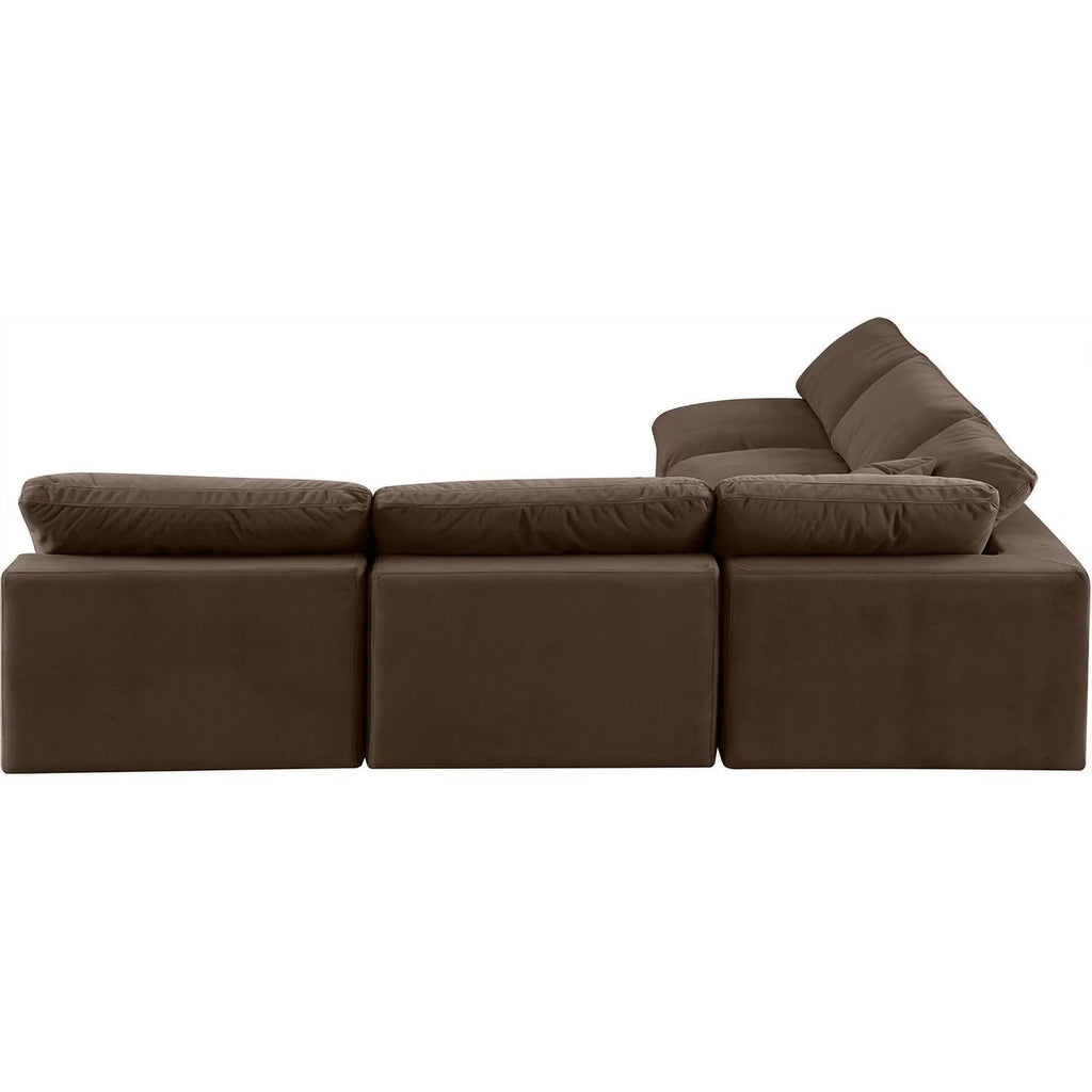 Brown Velvet Modular Sectional C718