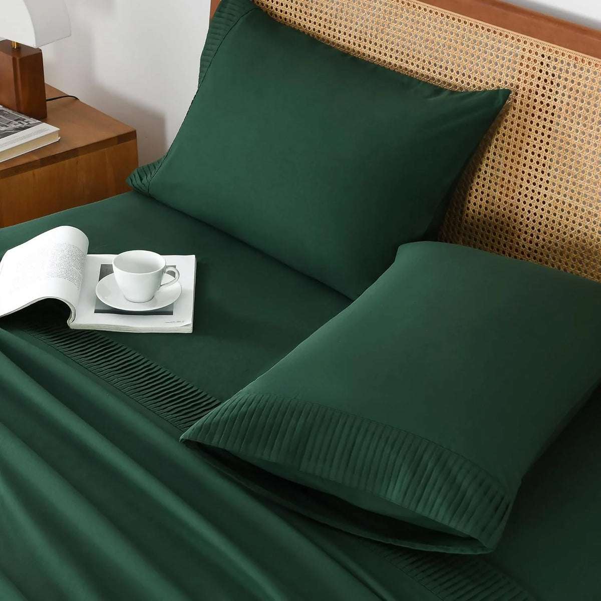 Emerald Green Microfiber Sheet Set California King 4 Pieces Deep Pocket S305
