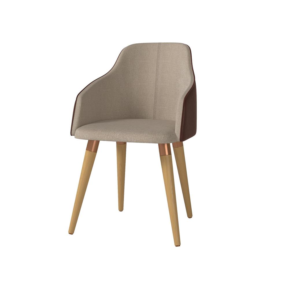 Brown Fabric Leather Accent Chair Set of 2 O96654