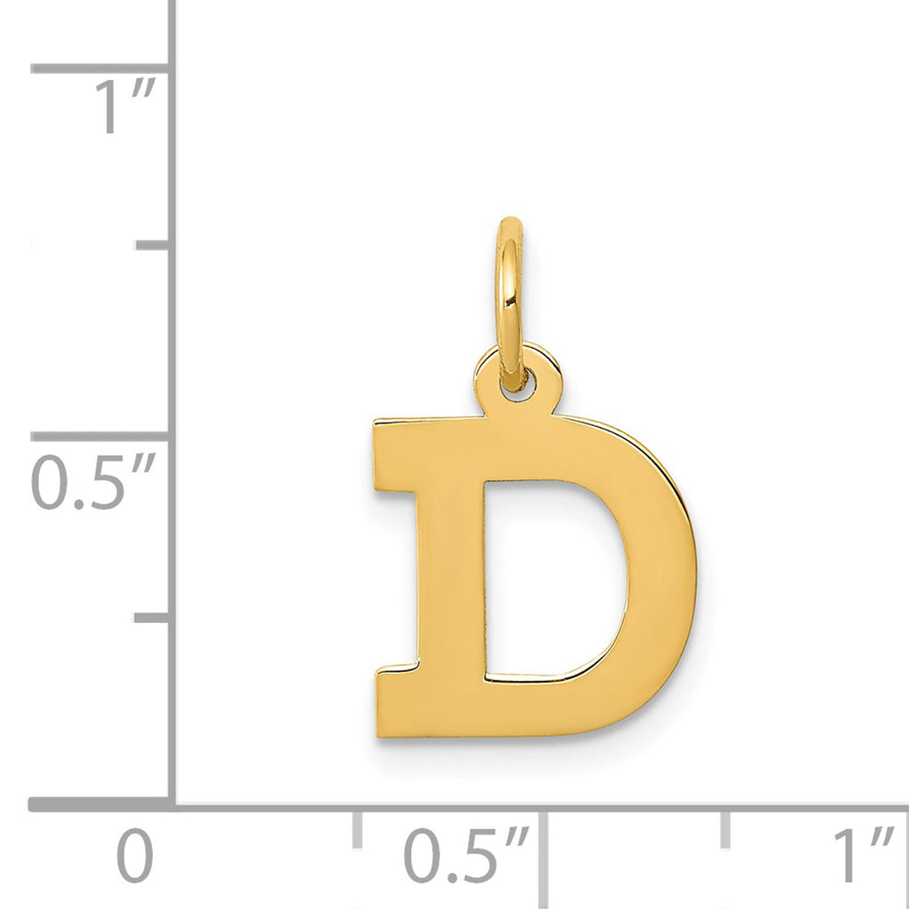 14K Yellow Gold Block Letter D Initial Pendant Charm with Rope Chain Necklace 16'' Q13161