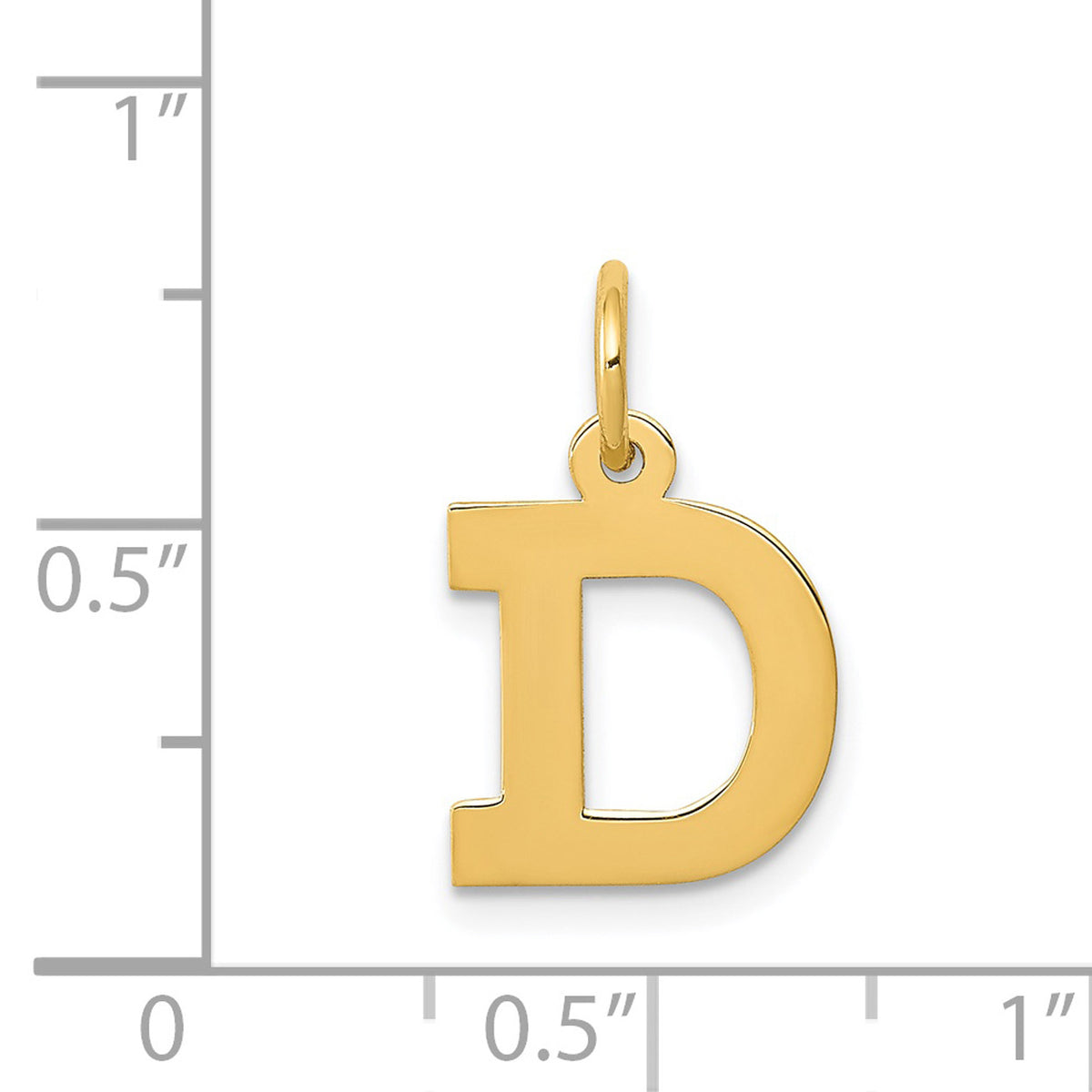 14K Yellow Gold Block Letter D Initial Pendant Charm with Rope Chain Necklace 16'' Q13161
