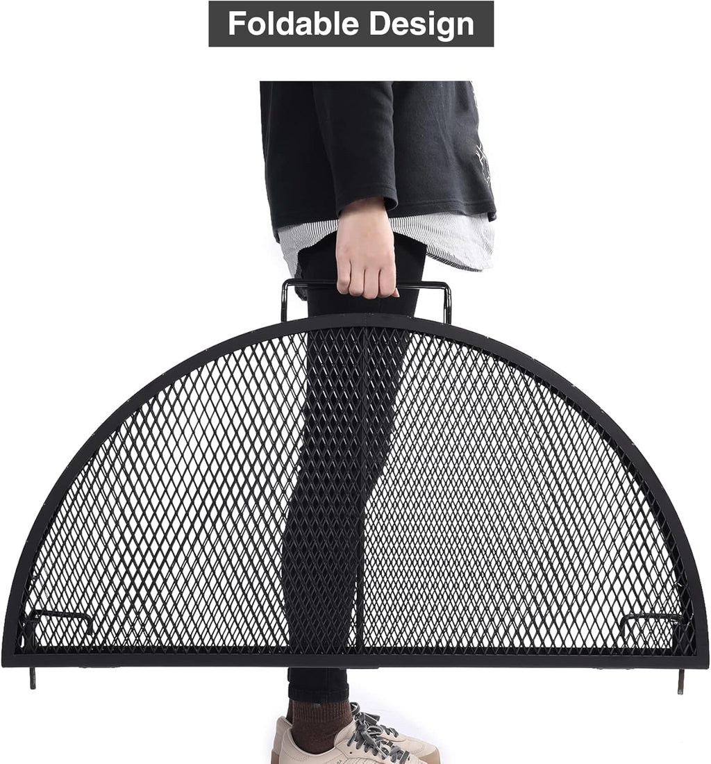 Black 30 Inch Heavy Duty Folding Round BBQ Grill Grate Y1569