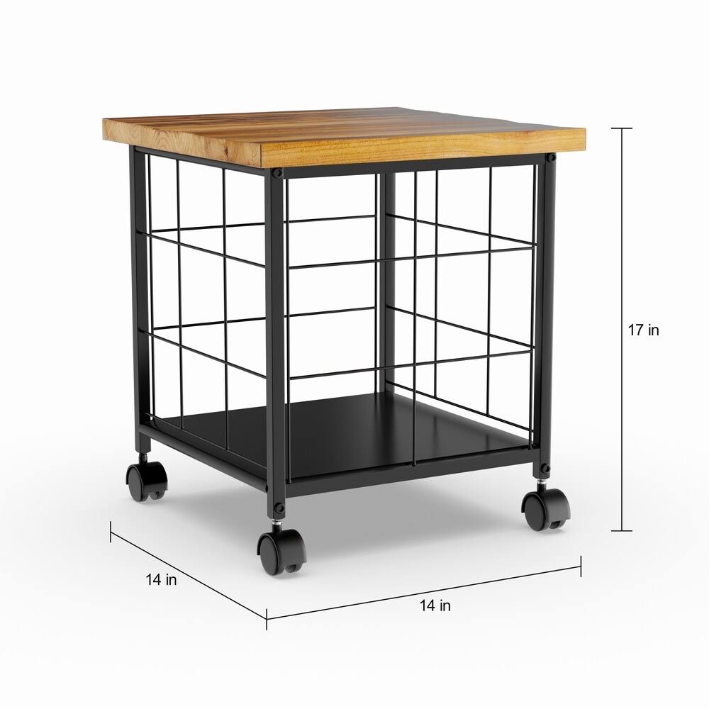 Grey Wood and Metal Rolling File Cabinet M723