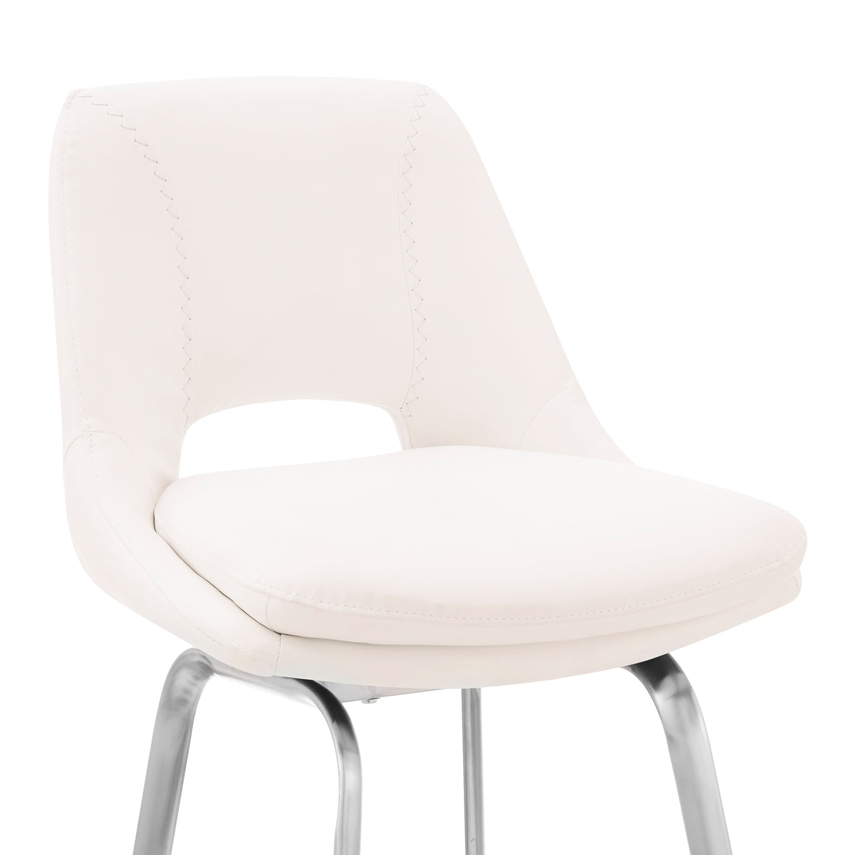 White/Steel Faux Leather Swivel Counter Stool W732268