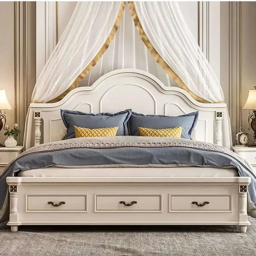 Wooden Bed with Storage and Bedside Tables L14002