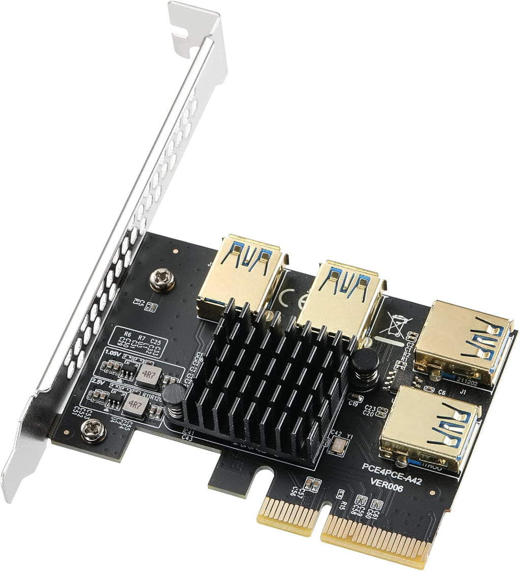 2 Pack PCIE Riser 1X to 16X Graphics Extension Adapter Card with USB 3.0 Cable Q672