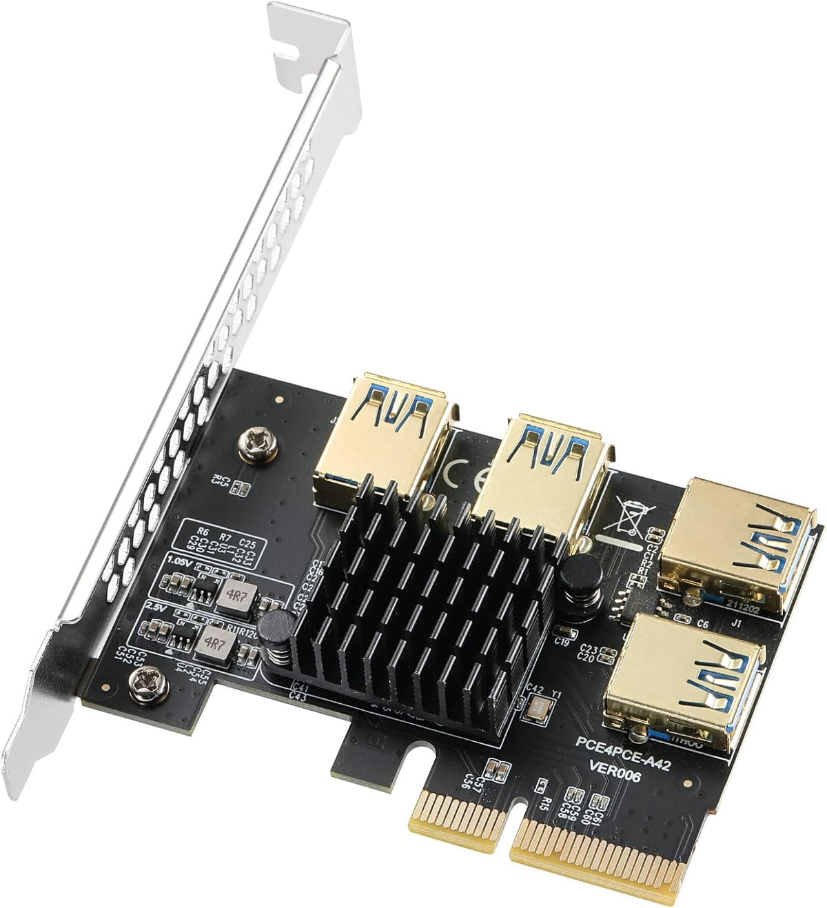 2 Pack PCIE Riser 1X to 16X Graphics Extension Adapter Card with USB 3.0 Cable Q672