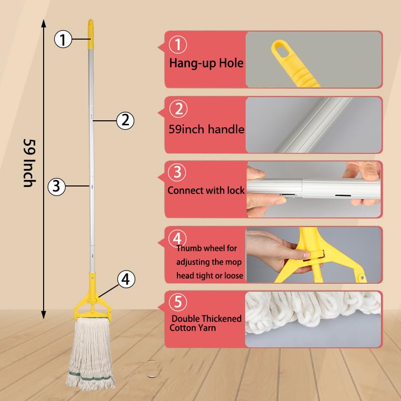 Heavy Duty Commercial Industrial String Mop with Extra Mop Head O60675
