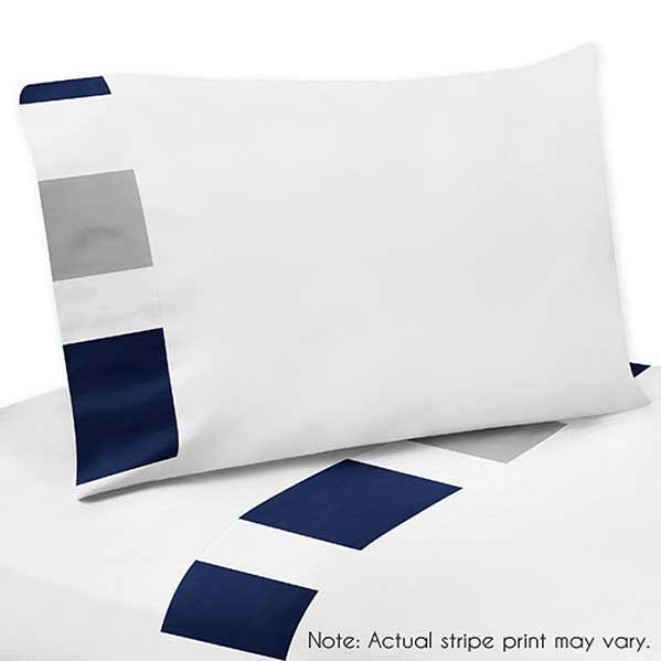 Navy Gray Stripe Bedding Set Twin 4pc U727