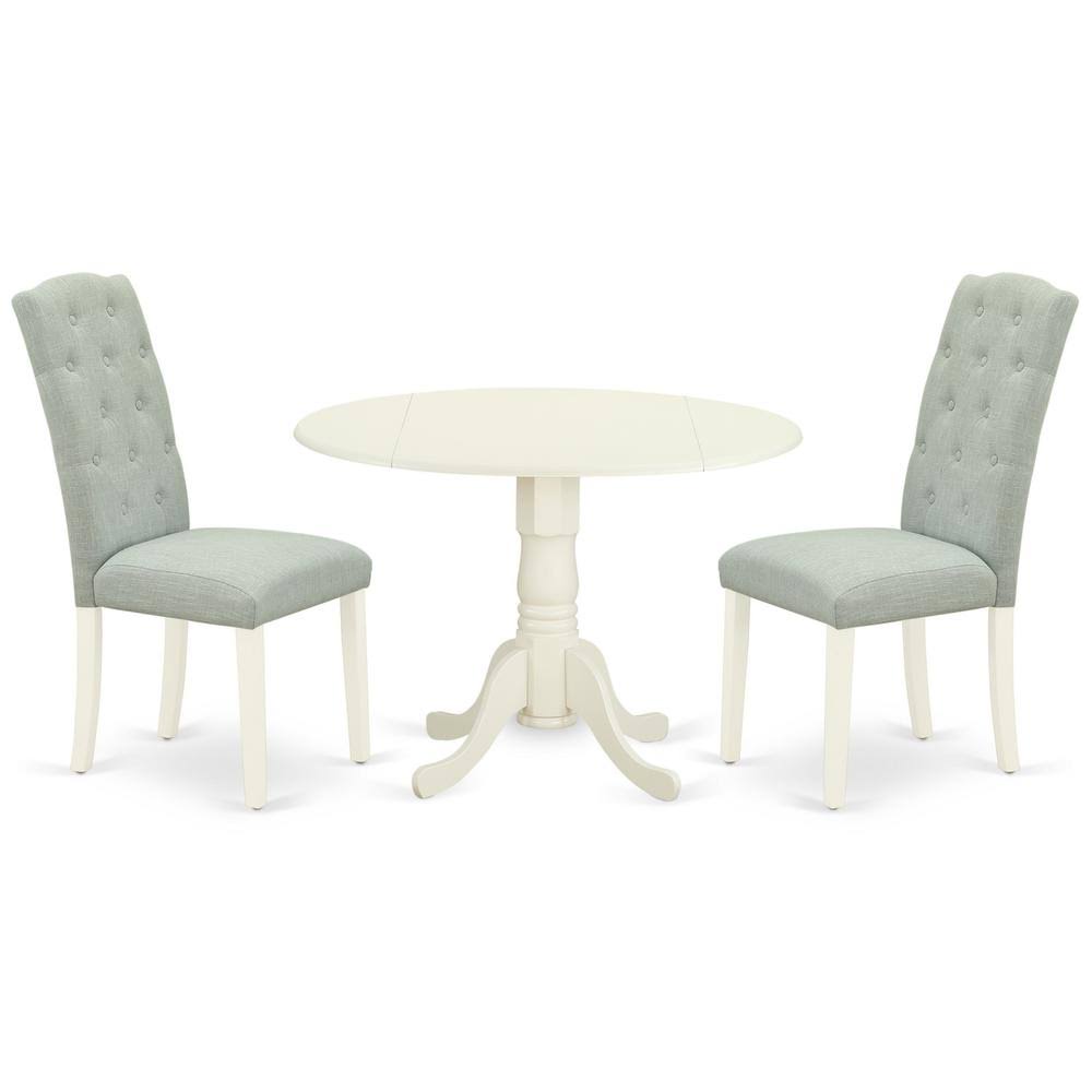 3 Piece Linen White Baby Blue Dinette Set K2967