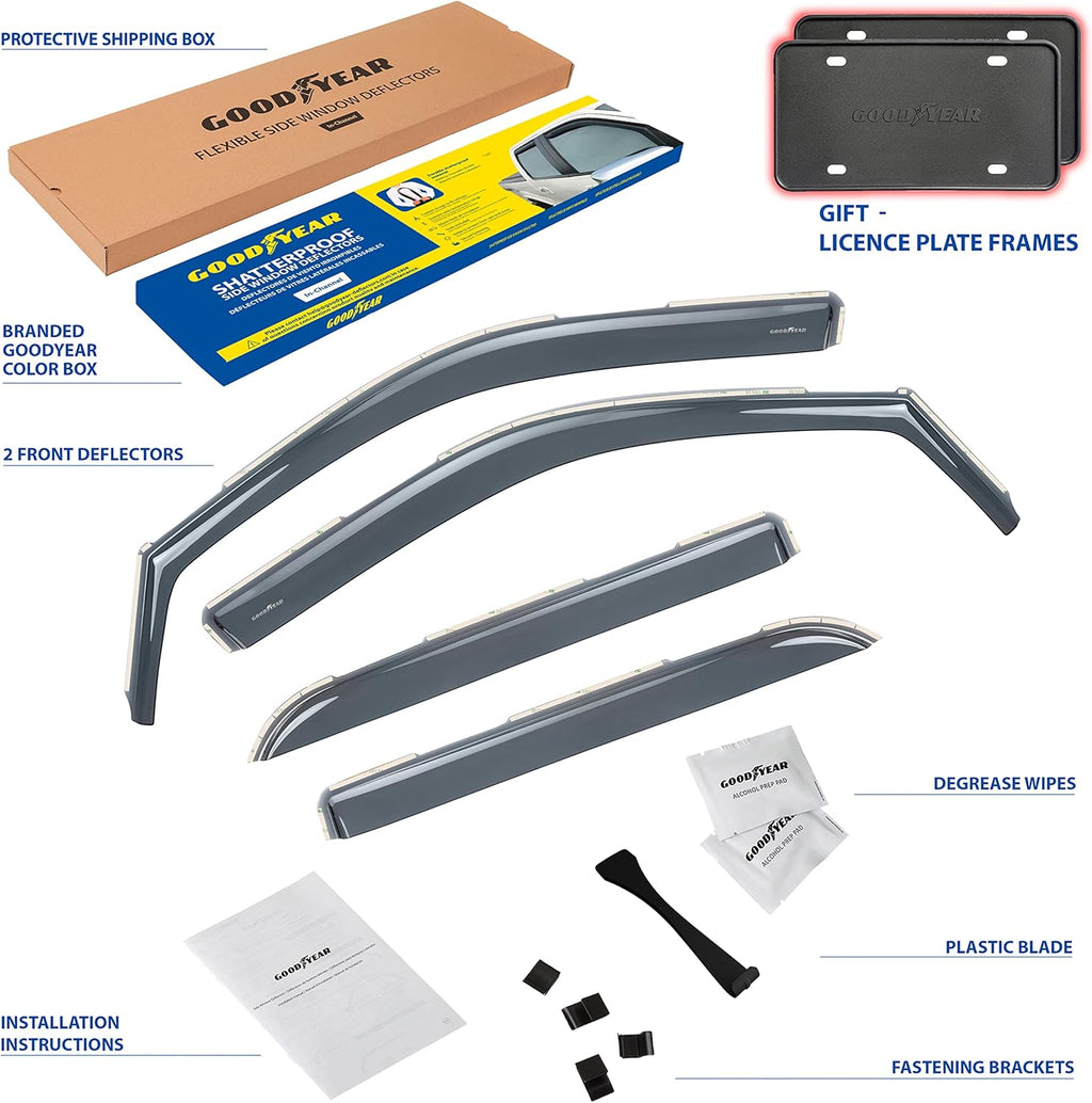 Shatterproof in-Channel Window Deflectors for Trucks, 4 pcs Z6485