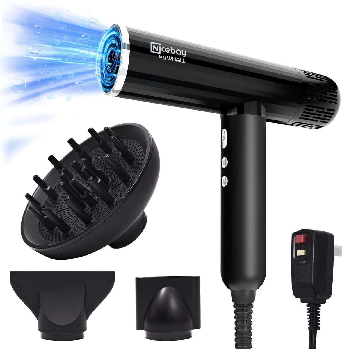 Black 1600W High-Speed Ionic Hair Dryer T20571