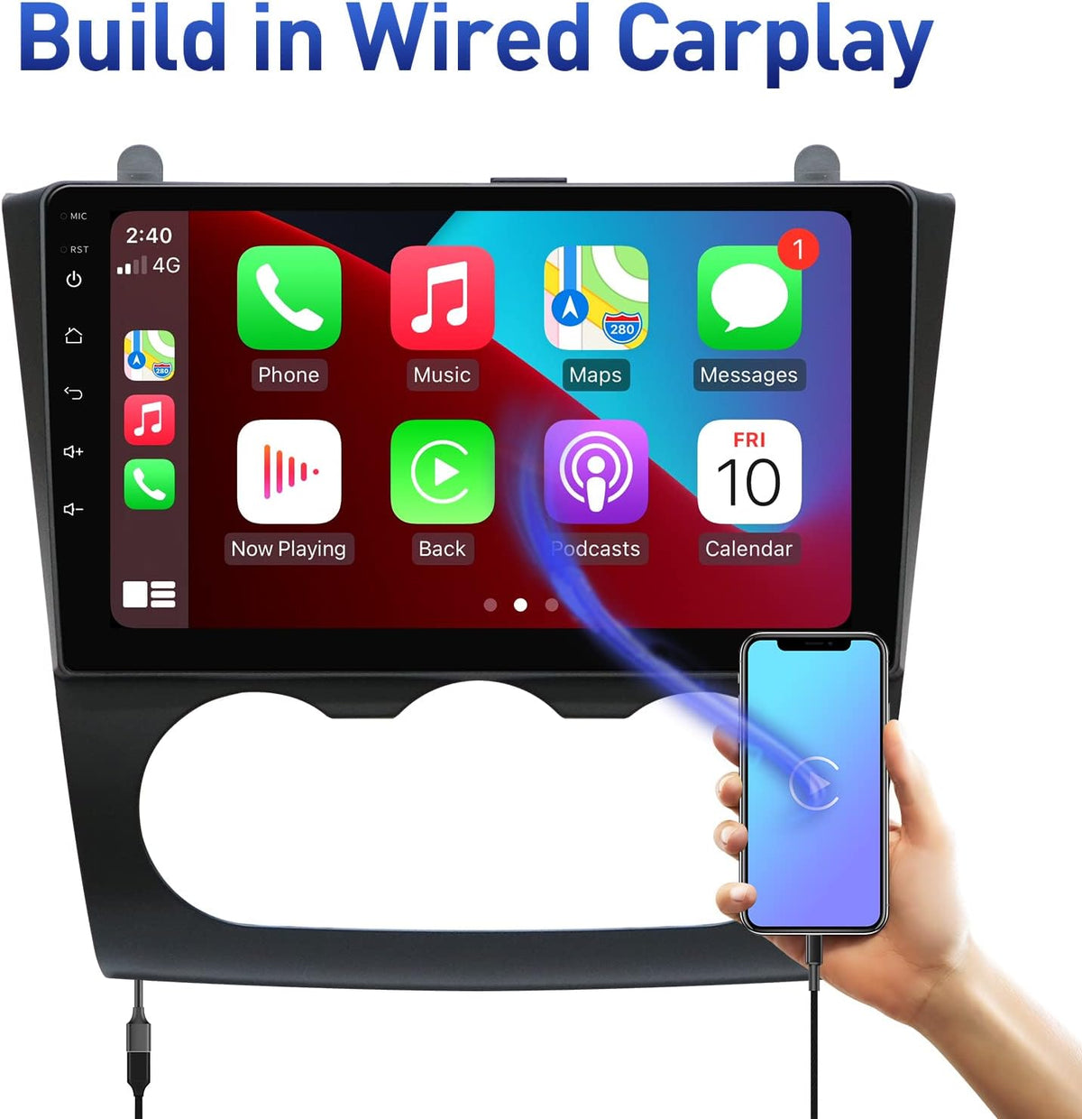 Car Radio Navigation Stereo with Carplay Android Auto Bluetooth FM AM RDS AHD Rear View Camera F508234