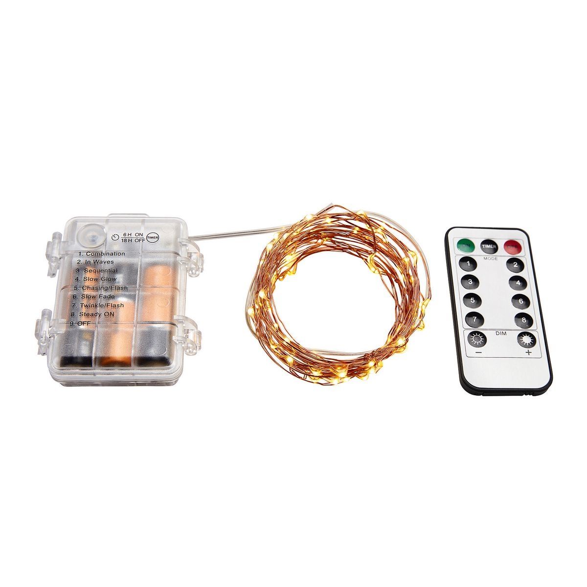 Warm White Copper Wire Lights with Remote U297