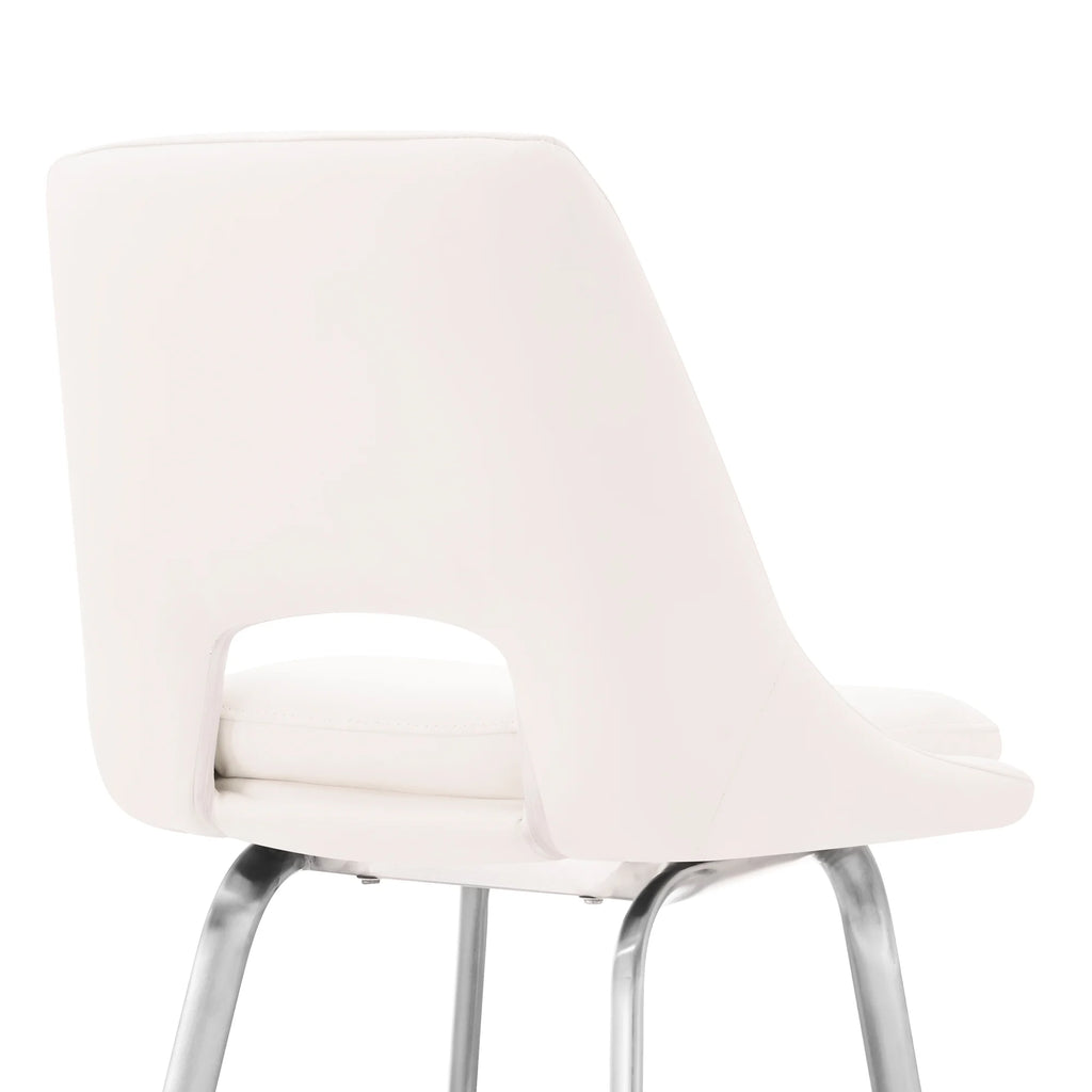 White/Steel Faux Leather Swivel Counter Stool W732268