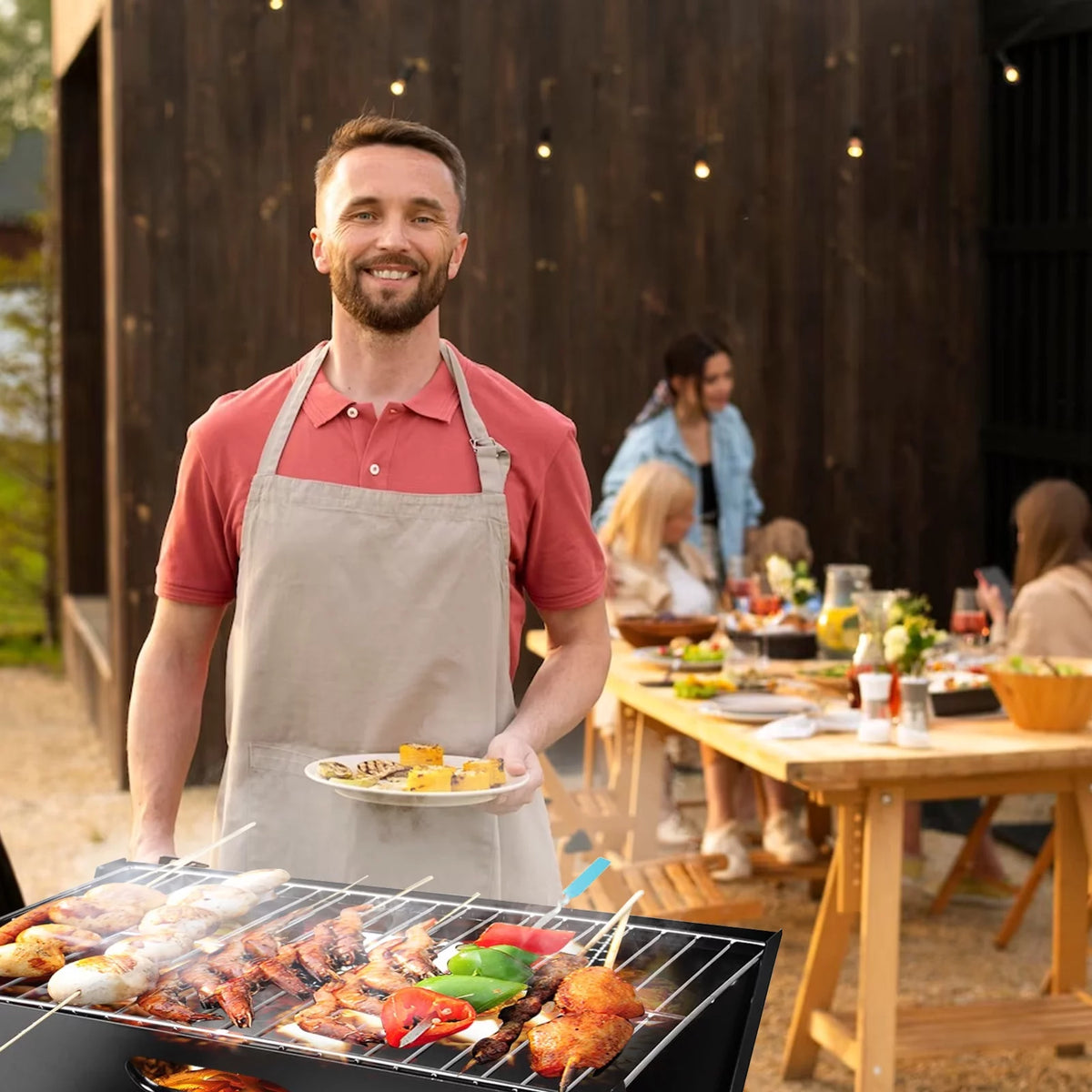 Foldable Charcoal Stainless Steel BBQ Grill V35557