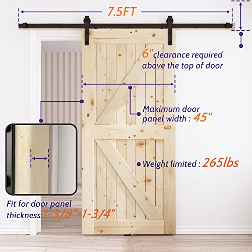 6FT Sliding Barn Door Hardware Kit Black S8358