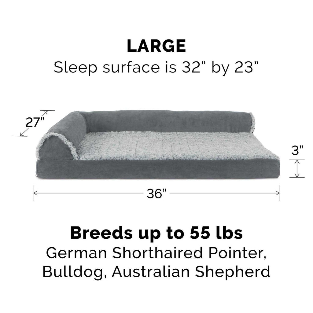 Two-Tone Faux Fur Suede Chaise Lounge Dog Bed X804