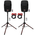 12x22 Powered 600W DJ PA Speakers with Bluetooth and Stands L4785