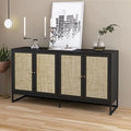Black Rattan Sideboard Cabinet with Adjustable Shelves F509
